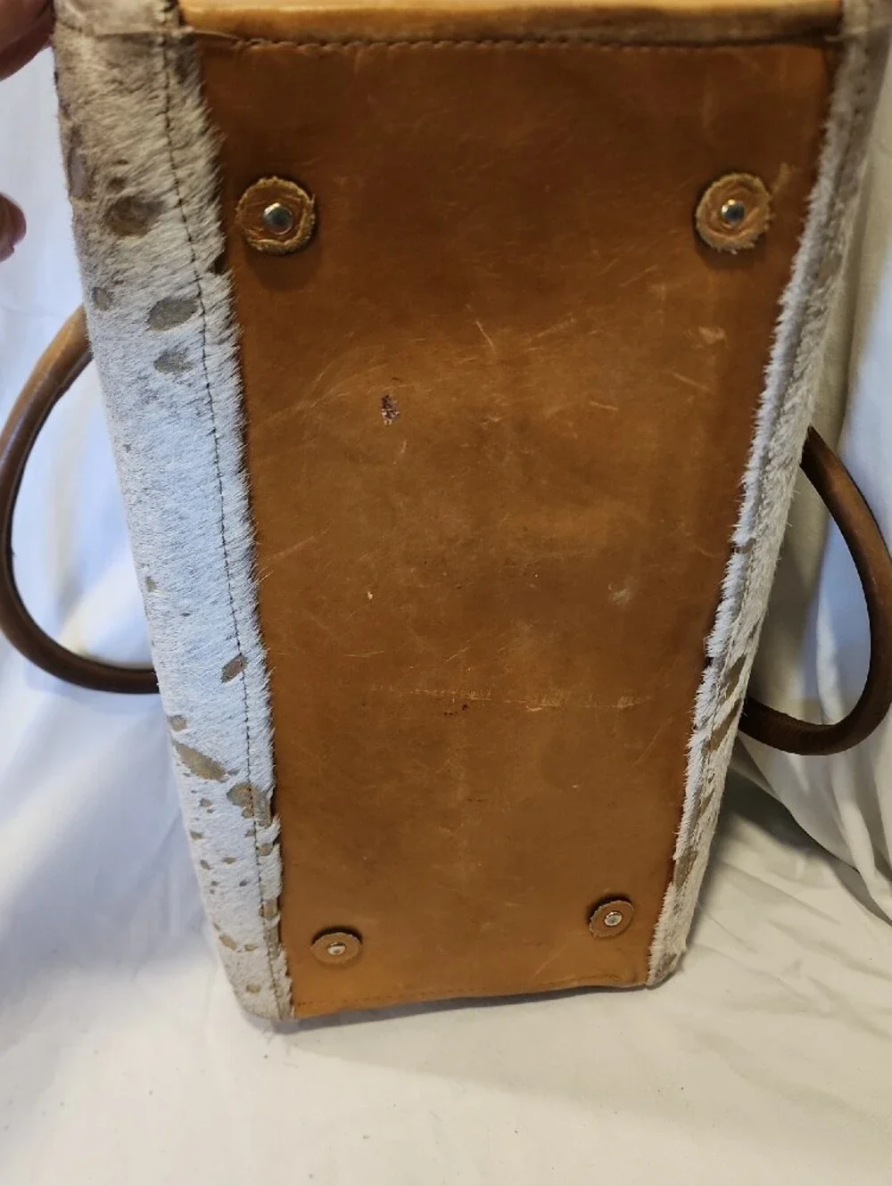 Vintage And Rare Glenda Gies Weekender / Doctor Bag Haired Cowhide, Leather Body
